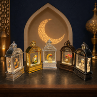 Lanterne islamique remplie d'eau avec LED, motif Ramadan, pour la décoration de la maison à l'Aïd, veilleuse en forme de croissant de lune