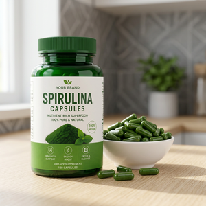 Cápsulas de Espirulina Pura, Alga Verde Natural, Superalimento a Base de Plantas, Vegano, Suplemento Nutricional Dietético, Fórmula para el Bienestar - Product Image 1