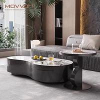 Nouvelle arrivée - Ensemble de table basse en acier inoxydable contemporain à motif marbré MOVVON
