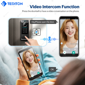 Tediton Wifi Smart Home Gezichtsherkenning Elektronisch Sleutelloos Toetsenbord Nachtschoot Deurslot Tuya Vingerafdruk Slot - Product Image 4