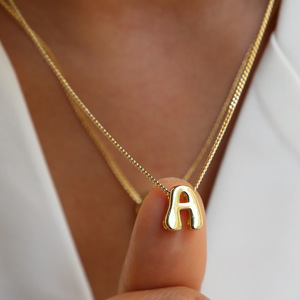 Collana con Ciondolo a Forma di Lettere dell'Alfabeto Inglese (26 Lettere) in Stile Hip Hop, Personalizzabile, <span class=keywords><strong>Regalo</strong></span> di Compleanno per Donne - Product Image 2