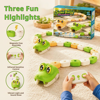 Mainan Ular Magnetik Zhorya RC Remote Control Ular Serakah Dengan 8 Blok Penghubung Lampu LED Musik untuk Anak-Anak