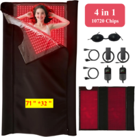 AQSHE 10740 Couverture de Thérapie par Lumière Rouge Infrarouge NIR à LED avec 2680 LED et 4 Puces, Tapis de Sommeil Intégral avec Fermeture Éclair 1,8m