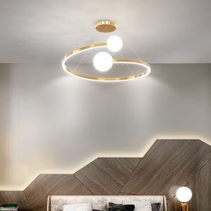 Lustre en forme d'anneau de style moderne nordique minimaliste de designer italien pour les chambres de filles et les salons de luxe - Product Image 2