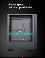 Casing PC Desain Baru ATX dengan USB3.0 dan Kaca Tempered untuk Komputer Desktop Gaming, PC untuk Gamer