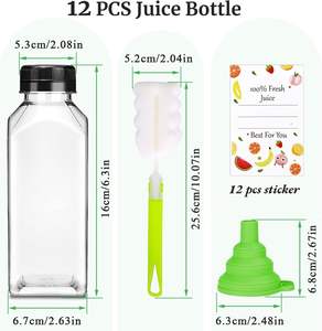 8 12 16 Oz 350 Ml Disposable Drink Bpa Free <b>Clear</b> Juice Plastic Empty Pet Square Juicer Containers Beverage <b>Bottle</b> for Tea - Product Image 2
