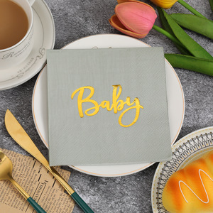Baby Print Paper Napkins 250mm Square Embossed For Birthday Parties - Product Image 2