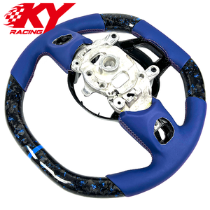 Volante deportivo de carreras personalizado de fibra de carbono forjada con cuero azul, adecuado para Jeep Wrangler Gladiator JL JK 2018-2026 - Product Image 3