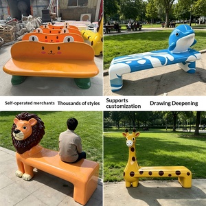 Chaise de loisirs créative d'extérieur, sculpture d'art paysagère pour centre commercial et parc, tabouret carré de dessin animé, dossier personnalisé au design vert - Product Image 2
