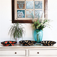Décoration murale bohème plante Boho maison pour murs articles décoratifs paille faite à la main vitrine ronde décoration intérieure de la maison