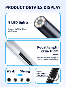 HD Industrial Borescope <b>with</b> 8 Adjustable <b>LEDs</b> Waterproof Inspection Camera Flexible Automotive Engine Pipe Wall Inspection - Product Image 3