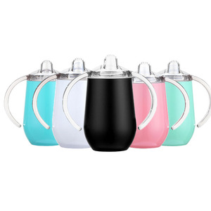 Tazza in Acciaio Inox da 10 Oz con Doppio Manico, Bicchiere Termico a Forma di Uovo per Bambini, Tazza Antigoccia con Vuoto per Neonati - Product Image 1