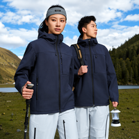 Manteau d'hiver à capuche unisexe en tissu rigide, intérieur en polaire pelucheux, coupe-vent et hydrofuge, coque extérieure durable pour les aventures en camping