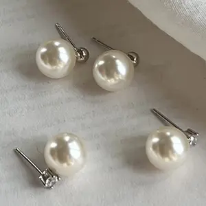 Wholesale Price Waterproof Jewelry Vintage Artificial Pearl Earrings 925 Sterling Silver Earrings Imitation Pearl Earrings