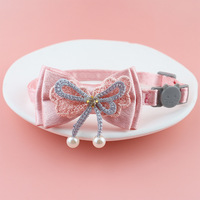 Collier pour animaux de compagnie élégant rose en dentelle avec nœud, réglable, mignon, accessoires pour animaux, vente directe d'usine
