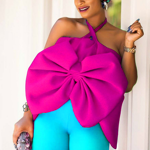 Sexy Party Neue Patchwork Bowtie Backless <span class=keywords><strong>Women</strong></span> Clubwear Blusen - Product Image 1