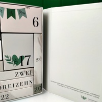 Grossiste Grande quantité 24 calendriers de l'avent à double porte ouverte Boîtes de maquillage de l'avent Grandes feuilles d'or vides Calendrier de Noël