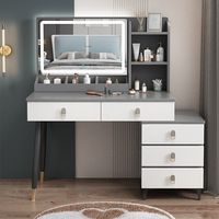 Table de maquillage moderne de luxe avec miroir éclairé et armoire de rangement pour chambre à coucher salon coiffeuse pour petit appartement
