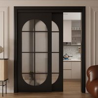 Porte battante double vitrée en bois massif sur mesure pour villa de luxe et appartement, idéale pour cloisonnement intérieur - Vente en gros directe usine