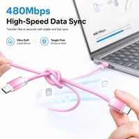 Kabel USB C ke USB C Crystal Gradient 60W 3A Anti Kusut Kabel Data Silikon Cair Sampel Gratis MOQ Rendah Langsung dari Pabrik