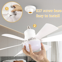 Ventilateur de plafond LED silencieux moderne pour la maison, le bureau, la salle à manger, 40W, corps de lampe en ABS, base de convertisseur E27, télécommande pour chambre à coucher