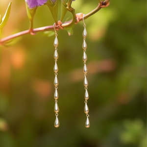 Boucles d'oreilles pendantes tendance en acier inoxydable 316L plaqué or PVD, durables et résistantes, design long en forme de goutte d'eau - Product Image 3