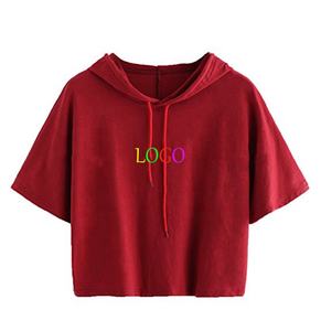 Haut court à capuche pour femme Sweaty Rocks, grande taille, printemps-été, manches 3/4, imprimé AND1 brodé et délavé - Product Image 4