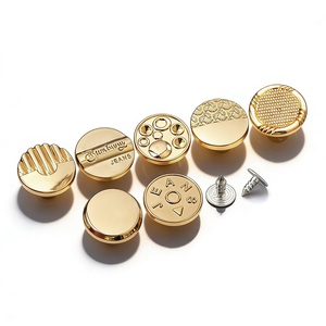 Golden Plating Jeans <b>Buttons</b> and Rivets Zamac Custom Brand Logo Pattern Jacket Metal gold <b>buttons</b> for clothing Jeans Denim - Product Image 2