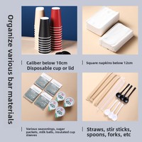 Distributeur de gobelets en plastique blanc, boîte à mouchoirs, support pour pailles, organisateur de comptoir de bar, pour usage commercial, multifonctionnel