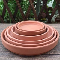 Pot de fleurs en terre cuite rouge avec plateau d'arrosage en céramique, plateau mobile respirant, auto-arrosant, simple et élégant pour plantes succulentes à la maison