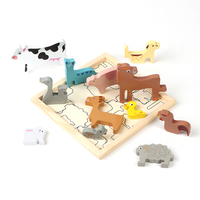 Mainan Edukasi Anak Grosir Puzzle Kayu Hewan Ternak IQ Fit Puzzle Jigsaw untuk Anak-anak