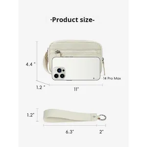 Women's Quilted Nylon <b>Wristlet</b> Wallet with 3 Zipper Short Travel Card Holder Custom Logo Promotion Polyester Lining - Product Image 4