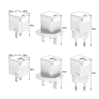 Chargeur mural portable double port 30W à charge rapide PD 3.0 USB-A Type-C avec prise US EU UK et câble de données pour iPhone 17