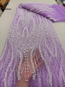 럭셔리 레드 튤 메쉬 자수 레이스 패브릭 스팽글 여아 액세서리를위한 여성용 웨딩 파티를위한 새로운 페르시 네트 레이스 - Product Image 6