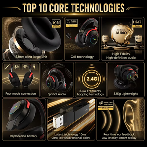 Nuevo Auricular para Juegos JINMS V9 Plus Hi-Fi con Batería Reemplazable, Auriculares Inalámbricos RGB con Micrófono Omnidireccional OEM - Product Image 3