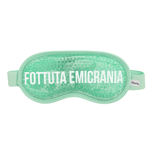 Masque pour les yeux en gel vert menthe avec texte Fottuta Emicrania pour le soulagement des migraines - Product Image 1