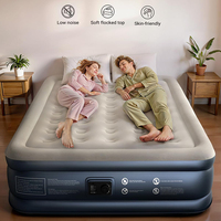 Matelas pneumatique Queen avec pompe intégrée, lit gonflable portable à quatre chambres surélevé de 18 pouces pour la maison, le camping et les invités