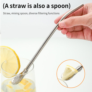 Tái Sử Dụng Kim Loại 304 Thép Không Gỉ Trà Rơm Yerba Mate Lọc Uống Rơm Thìa - Product Image 3