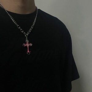 Collar de Acero de Titanio con Cruz Rosa, Colgante Geométrico, Estilo Moderno para el Día a Día, Verano 2023, Origen Yiwu - Product Image 4