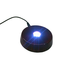 Base lumineuse LED décorative en bois laqué cerise, ronde et moderne, avec 5 lumières blanches, couleurs personnalisables pour présentoir à cristaux