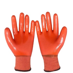 البرتقال قفازات من النيلون 13 مقياس تنفس المغلفة كامل pvc للماء قفازات من اللاتكس - Product Image 1