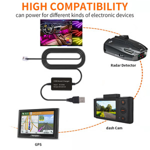 Cable de alimentación USB elevador de voltaje 5V/9V a 12V para detector de radar RJ11 y cámara de salpicadero de coche, cable reductor de voltaje L148 - Product Image 2