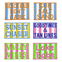 Patchs brodés personnalisés avec phrases, appliques textiles personnalisées pour l'été et la plage, badges thermocollants ou à coudre pour vêtements et sacs