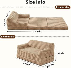 سرير كلاب كبير قابل للطي مصنوع من الفوم ذو الذاكرة، سرير كلاب بشري من القطيفة المضلعة مع غطاء قابل للإزالة والغسل ومقاوم للماء - Product Image 6