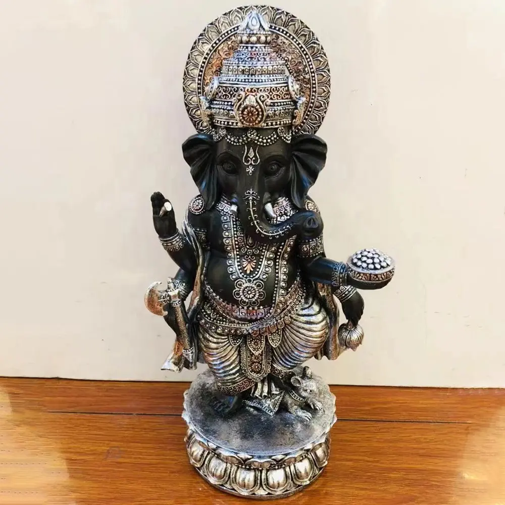 カスタムメイドの家の風水の装飾瞑想樹脂工芸品、ハロとインドの立っている主神象仏像