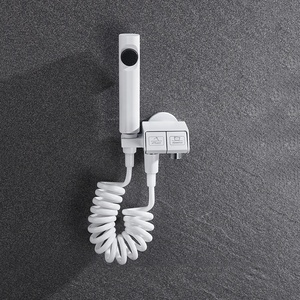 Juego de rociador de bidé de latón blanco de fábrica de Guangdong, kit de grifo pulverizador de inodoro montado en la pared con manguera - Product Image 3