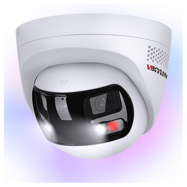 Dual-Lens Panoramic 4K 8MP AI Security POE IP Camera with Human/Vehicle Detection Active Deterrence Turret Network Camera