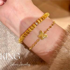 สร้อยข้อมือเงินแท้ 925 ชุบทอง ประดับจี้รูปผีเสื้อ สำหรับผู้หญิง สวมใส่ได้ทุกวัน - Product Image 4
