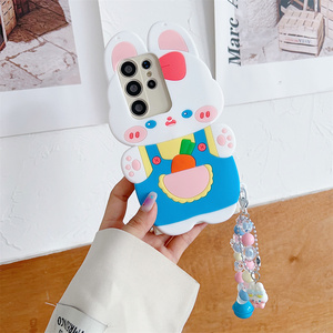 Coque de téléphone mignonne avec chaîne de perles clochette Lapin Carotte pour <span class=keywords><strong>Samsung</strong></span> <span class=keywords><strong>Galaxy</strong></span> S26 Ultra S25 S23 A57 A56, avec sangle bandoulière et protection souple - Product Image 1