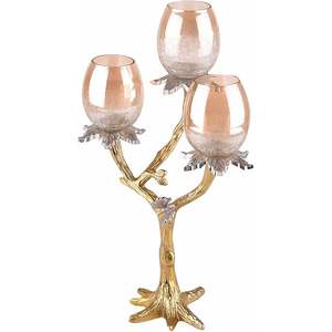 Porte-bougie en verre à 3 pièces avec un design de branches abstraites, décoration de bougeoir artisanal - Product Image 1